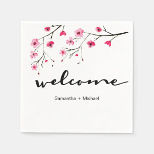 Cherry blossom Wedding Welcome dinner Napkins