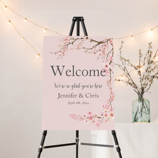 Cherry Blossom Wedding Welcome Foam Board (In Situ (Stand))