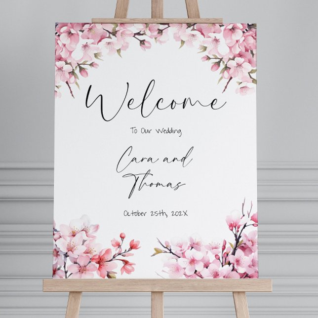 Cherry Blossom Wedding Welcome Sign Template (Creator Uploaded)