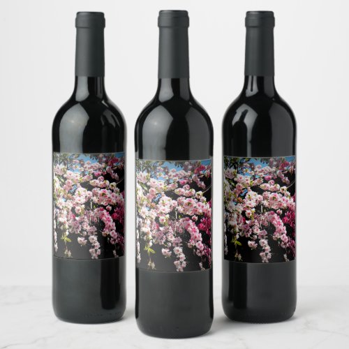 Cherry Blossom Wedding Wine Label