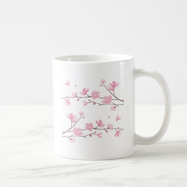 Cherry Blossom - White Background Coffee Mug (Right)