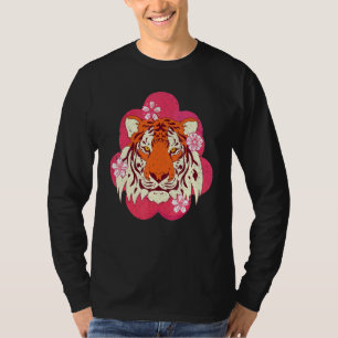 Cherry Blossom Wild Animal  Sakura Asian Cat Tiger T-Shirt