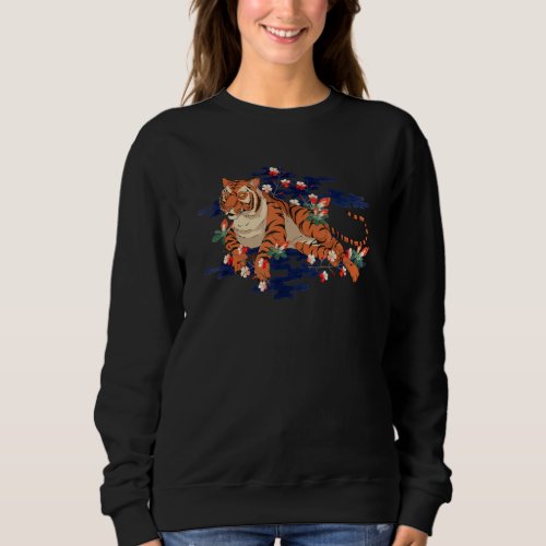 Cherry Blossom Wild Cat Animal  Predator Asian Tig Sweatshirt