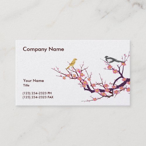 Cherry Blossom with Birds Business Card Templates