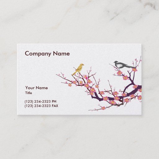 Customizable Cherry Blossom with Birds Business Card Templates