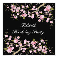 Cherry Blossom Womans 50th Birthday Party Card