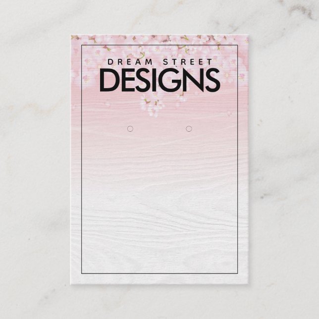 Cherry Blossom Wooden Earring Display Card (Front)