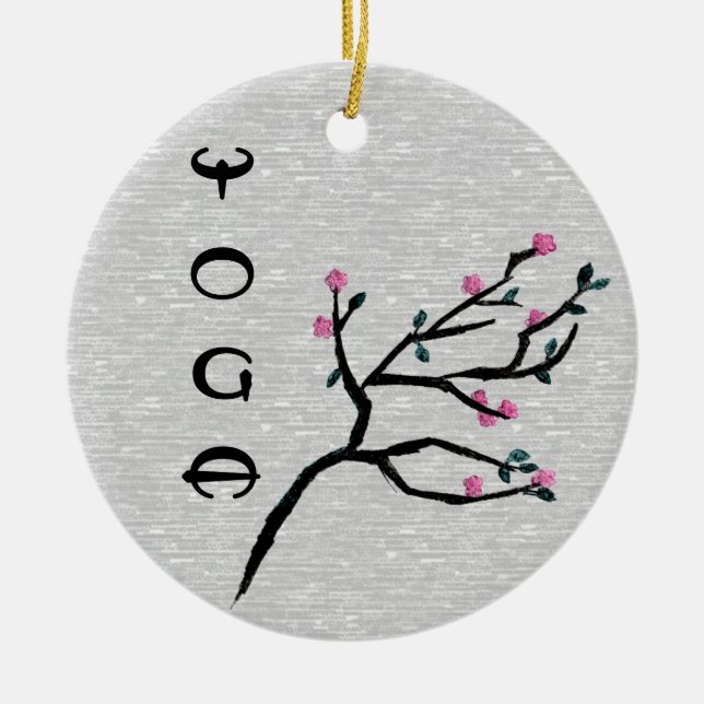 Cherry Blossom - Yoga Decor Ceramic Ornament (Front)