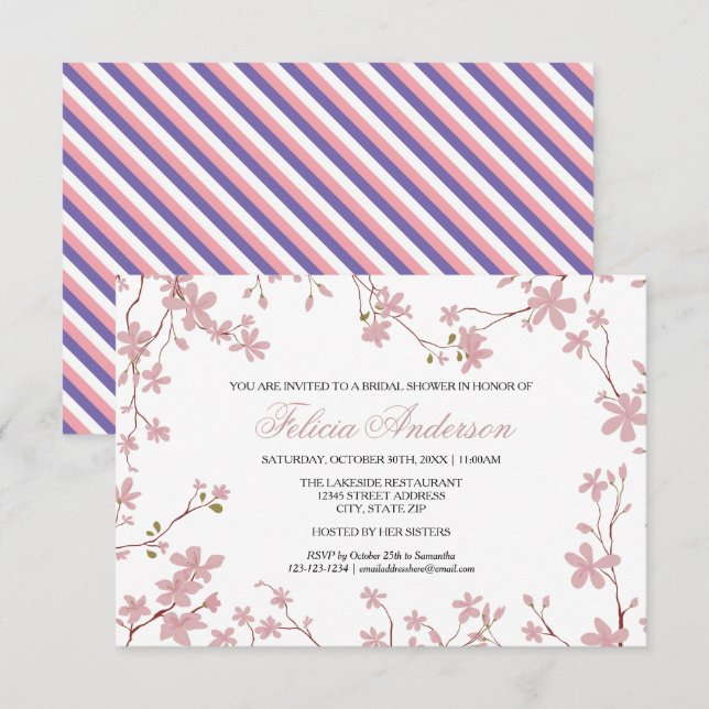 Cherry Blossoms - 3x5 Bridal Shower Invitation (Front/Back)