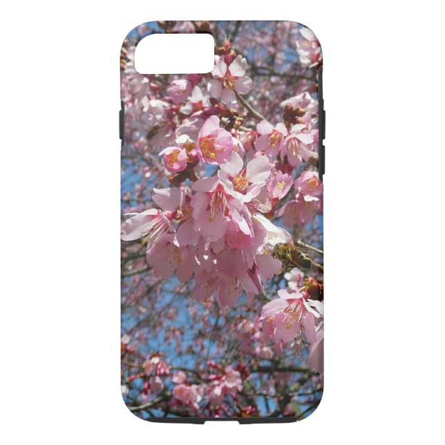 Cherry Blossoms and Bee Pink Spring Flowers Case-Mate iPhone Case (Back)