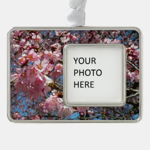 Cherry Blossoms and Bee Pink Spring Flowers Christmas Ornament
