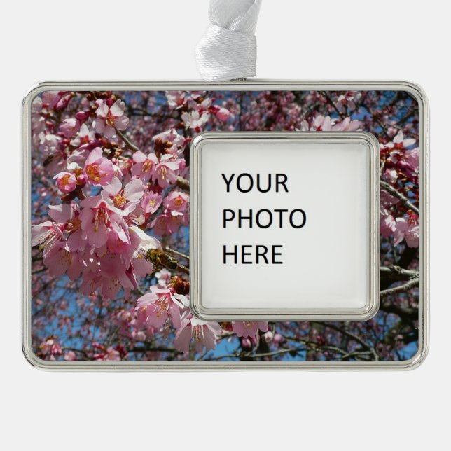 Cherry Blossoms and Bee Pink Spring Flowers Christmas Ornament (Front)