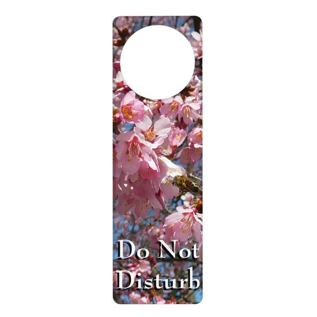 Cherry Blossoms and Bee Pink Spring Flowers Door Hanger (Front)