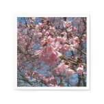 Cherry Blossoms and Bee Pink Spring Flowers Napkins