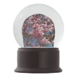 Cherry Blossoms and Bee Pink Spring Flowers Snow Globe