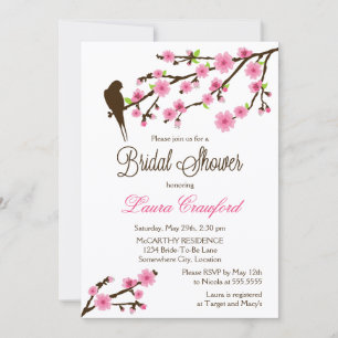 Cherry Blossoms and Bird Bridal Shower Invitation