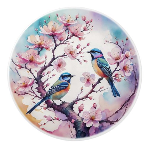 Cherry Blossoms and Birds Japanese Knobs