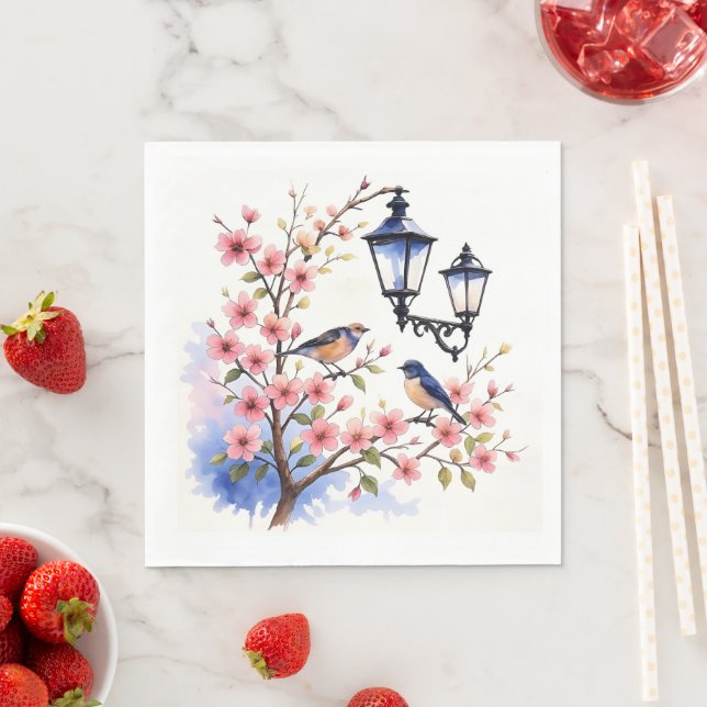Cherry Blossoms and birds Napkins (Insitu)