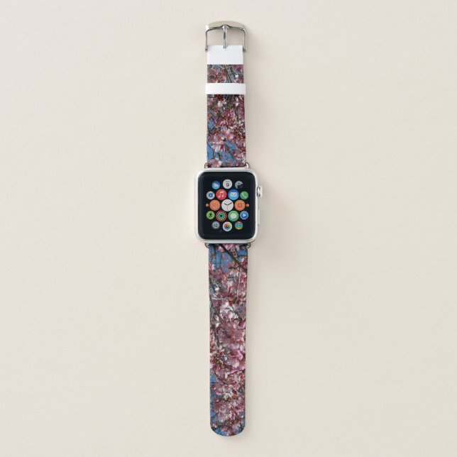 Cherry Blossoms and Blue Sky Spring Floral Apple Watch Band (Front)