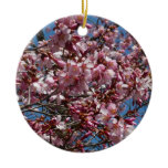Cherry Blossoms and Blue Sky Spring Floral Ceramic Ornament