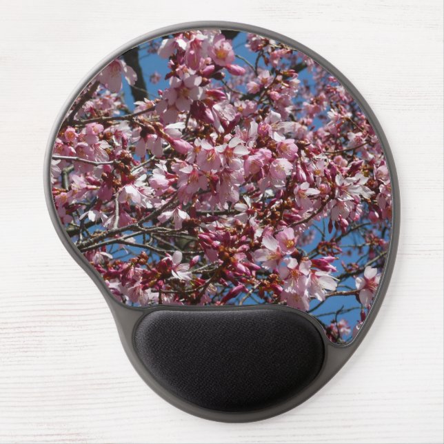 Cherry Blossoms and Blue Sky Spring Floral Gel Mouse Pad (Front)