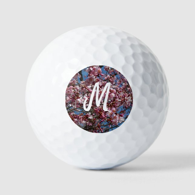 Cherry Blossoms and Blue Sky Spring Floral Golf Balls (Front)