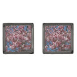 Cherry Blossoms and Blue Sky Spring Floral Gunmetal Finish Cufflinks
