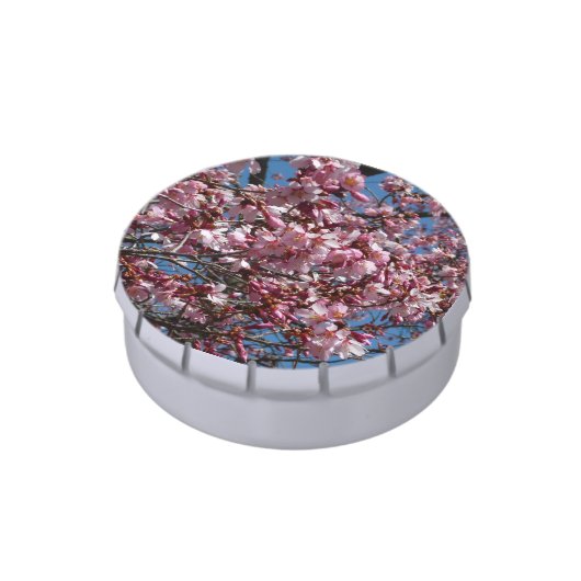 Cherry Blossoms and Blue Sky Spring Floral Jelly Belly Candy Tin (Side)