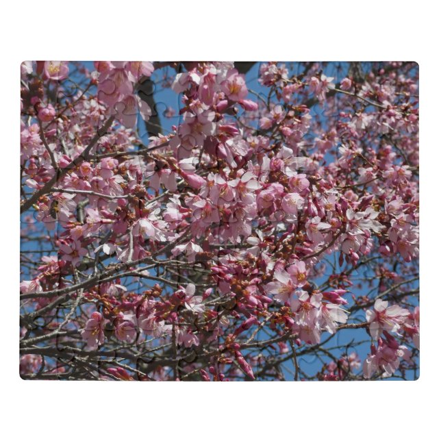 Cherry Blossoms and Blue Sky Spring Floral Jigsaw Puzzle (Puzzle Horizontal)