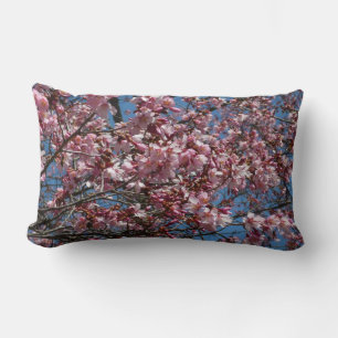 Cherry Blossoms and Blue Sky Spring Floral Lumbar Pillow