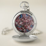 Cherry Blossoms and Blue Sky Spring Floral Pocket Watch