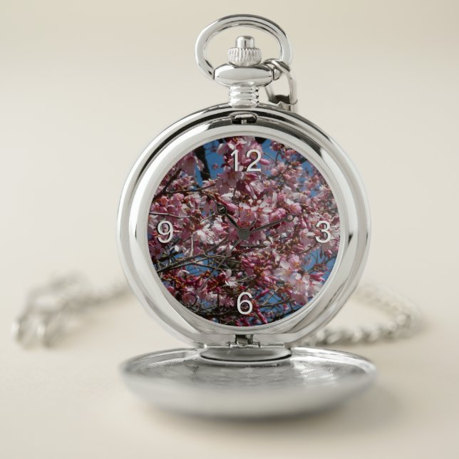Cherry Blossoms and Blue Sky Spring Floral Pocket Watch (Inside)