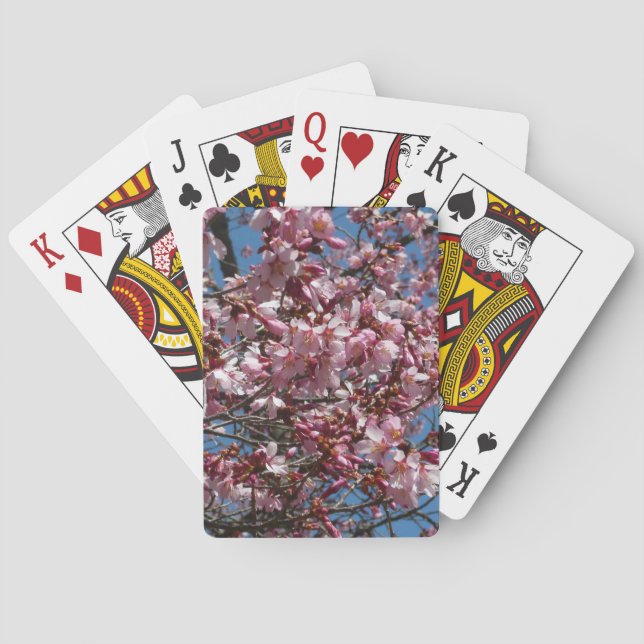 Cherry Blossoms and Blue Sky Spring Floral Poker Cards (Back)