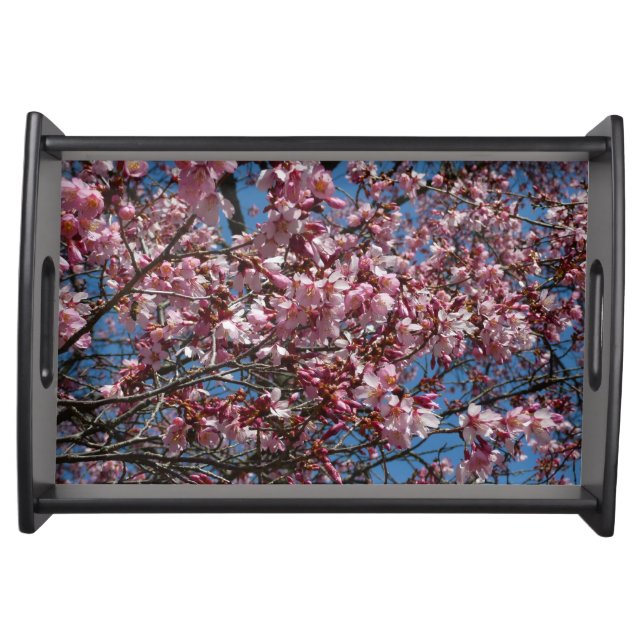 Cherry Blossoms and Blue Sky Spring Floral Serving Tray (Front)