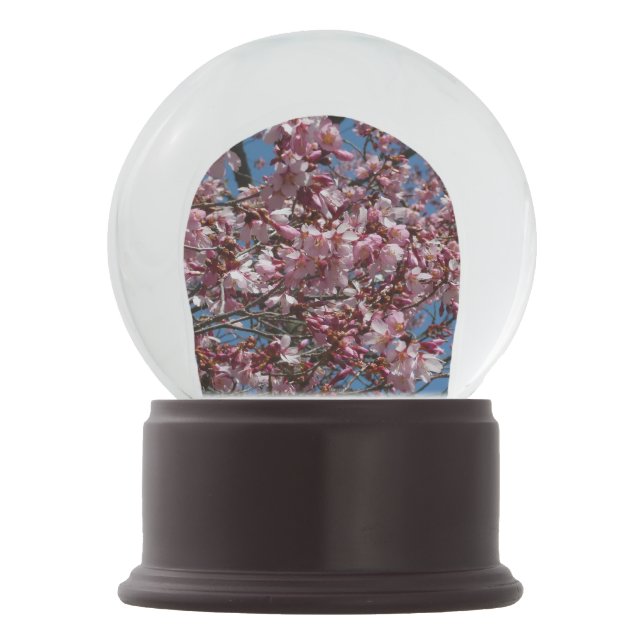 Cherry Blossoms and Blue Sky Spring Floral Snow Globe (Front)