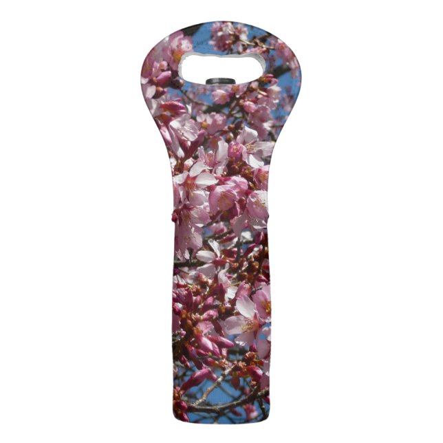 Cherry Blossoms and Blue Sky Spring Floral Wine Bag (Front)