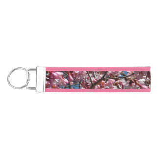 Cherry Blossoms and Blue Sky Spring Floral Wrist Keychain