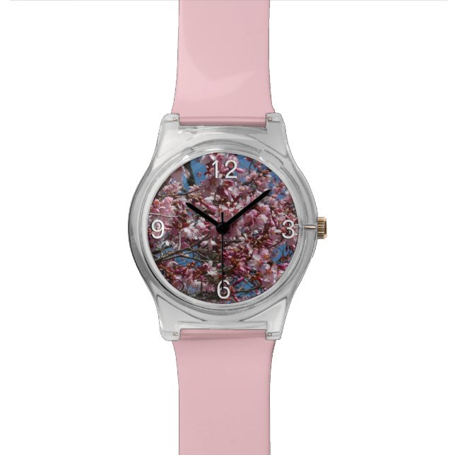 Cherry Blossoms and Blue Sky Spring Floral Wrist Watch (Close Up)