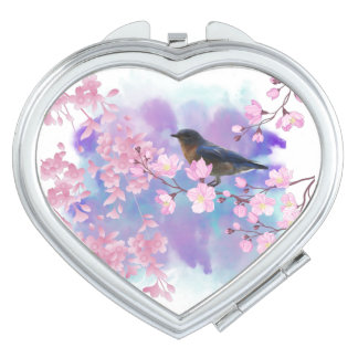 Cherry Blossoms and Bluebird Compact Mirror