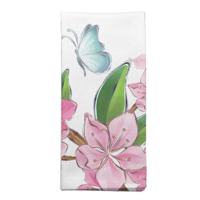 Cherry Blossoms and Butterflies American MoJo Napk Napkin (Folded)