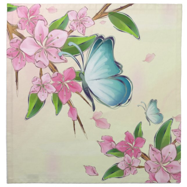 Cherry Blossoms and Butterflies American MoJo Napk Napkin (Front)