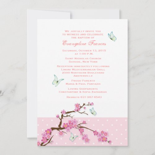 Cherry Blossoms and Butterflies Invitation