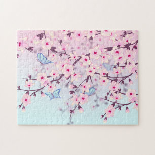 Cherry Blossoms And Butterflies Jigsaw Puzzle