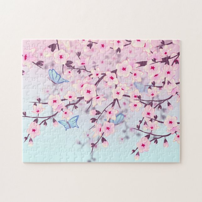 Cherry Blossoms And Butterflies Jigsaw Puzzle (Horizontal)