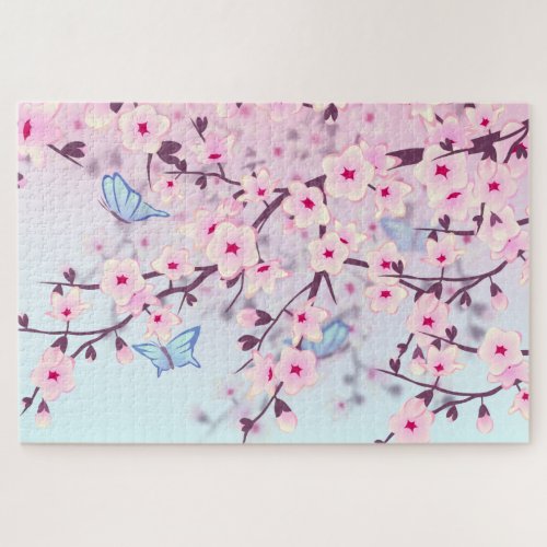 Cherry Blossoms And Butterflies Jigsaw Puzzle