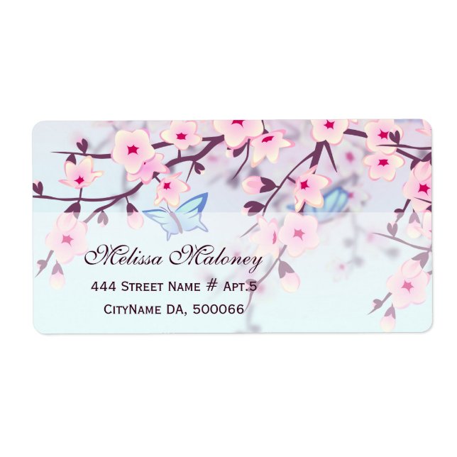 Cherry Blossoms and Butterflies Label (Front)