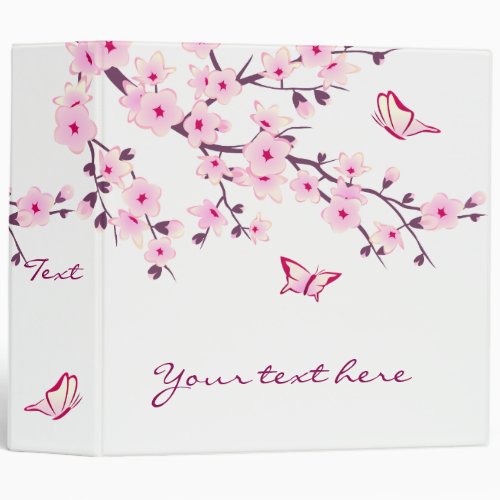 Cherry Blossoms and Butterflies Pink Binder