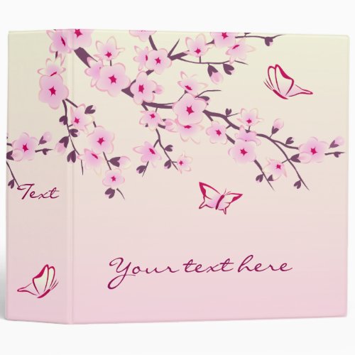 Cherry Blossoms and Butterflies Pink Binder