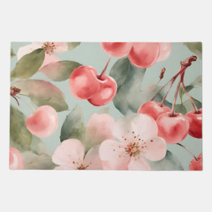Cherry Blossoms and cherries Spring Art Doormat