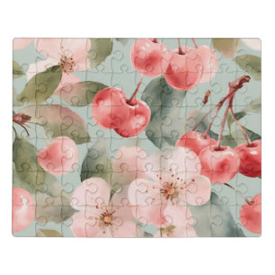 Cherry Blossoms and cherries Spring Art Jigsaw Puzzle